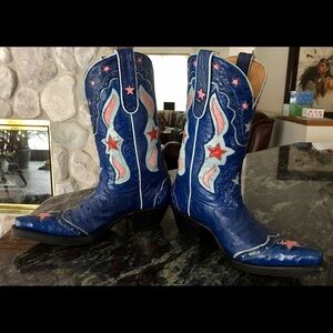 Blue and Pink Star Heeled Boots